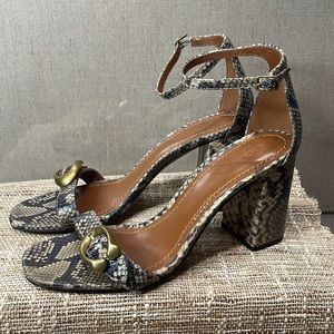 Coach Maya 85 Snake Print Block Heel Sandal